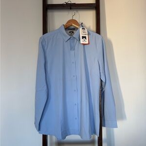 Elegant Light Blue Button Down Shirt, Brand New, UPF 30+, Women’s XL